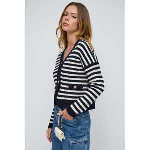 เสื้อคาร์ดิแกนถักลายทางแบบสบายๆ  วิธีการถักแบบโครเชต์  ลายพิมพ์ยาว  สำหรับฤดูใบไม้ร่วง - Product Image 2