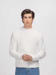 เสื้อสเวตเชิ้ตผู้ชายสีขาว ระบายอากาศได้ดี ผ้าฝ้าย 100% สินค้าขายดี ผลิตภัณฑ์ใหม่ล่าสุด 2025 ดีไซน์คอทรงโอ โรงงานผู้ผลิต - Product Image 4