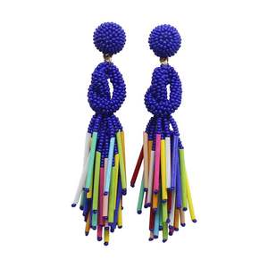 Unique floral beaded earrings handmade seed bead jewelry custom design Fashion Drop Earrings for Women and Girls - Product Image 2