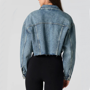 Vêtements décontractés Veste d'automne Veste en jean Manteau boutonné Veste en jean pour dames BAS quantité minimale de commande LIVRAISON GRATUITE OEM vêtements en denim - Product Image 4