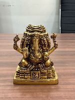 Idoles de Ganesha sur mesure 100 % laiton, tailles 6 pouces, imitation antique brute, portables pour les temples domestiques, les maisons et les magasins, pour la revente