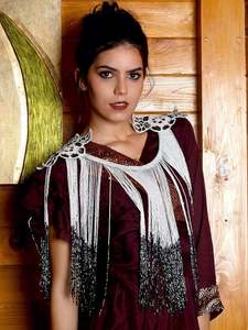 Cape perlée élégante robe de soirée paillettes décoration perle Accents touche luxueuse pour tenues formelles élégantes tissu en mousseline de soie - Product Image 4