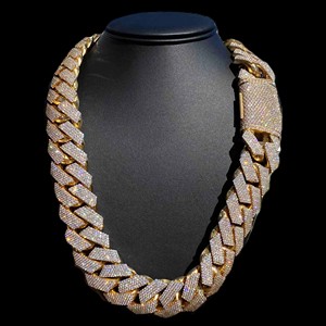 Custom 550 gramas 925 Prata Cubano Link Chain Big Rappers Hip Hop Estilo com <span class=keywords><strong>Moissanite</strong></span> Diamantes Amarelo Ouro Material para o Presente
