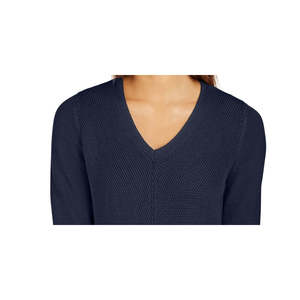 Pull col V haut de gamme pour femme Charter Club, respirant, tendance, décontracté, style ouvert, pour la saison automne/hiver, bleu, taille XS, devant - Product Image 2