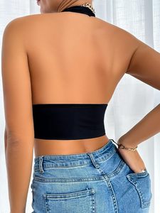 Top corto de colección Popular para mujer, Top corto sin costuras para entrenamiento de gimnasio, Top corto con cuello Halter de nuevo diseño - Product Image 3