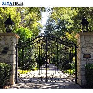 XIYATECH Fantaisie Électrique Allée Porte Porte Budget-friendly Sécurité En Fer Forgé Porte Française pour Maisons Swing Ouvert pour Villas - Product Image 5