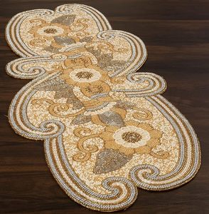 Christmas Decorative and Leaves Design Beaded <b>Runner</b> Placemat <b>Dining</b> <b>Table</b> Fancy Mat Handmade Decorative <b>Runners</b> for Wedding - Product Image 5