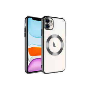 Étui de chargement sans fil compatible MagSafe pour iPhone 11, coque arrière en silicone rigide en polycarbonate, antichoc, noir, coque de téléphone portable - Product Image 1