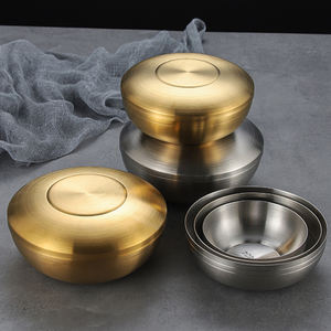 Bol coréen double couche en acier inoxydable 304 pour riz, soupe et kimchi avec couvercle, personnalisable, <span class=keywords><strong>isotherme</strong></span>, qualité alimentaire - Product Image 1