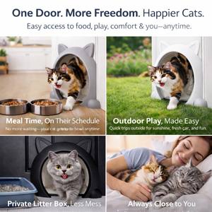 Porte pour chat moderne en silicone/PVC durable, cadre de porte intérieure, design oreilles de chat, ouverture de 22 cm, bords arrondis lisses, découpe sur mesure - Product Image 2