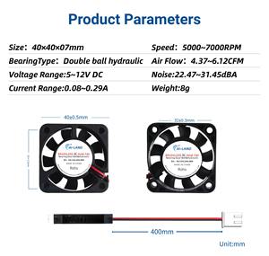Ventilador de Flujo Axial de 7000 RPM, Mini Ventilador de CC Sin Escobillas de 40x40x7 mm, 6.5 CFM, Refrigeración para Aplicaciones Automotrices e IoT, OEM/ODM, 5 V/12 V/24 V - Product Image 5