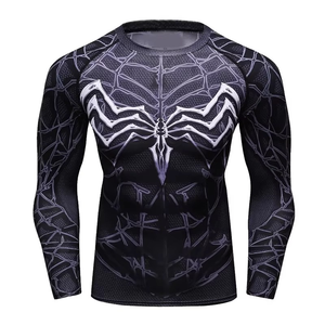 Sublimation <b>Printed</b> Spandex Bjj Quick-dry Men Compression Shirt Top Long Sleeve Sports Baselayer Running Dry Rash Guard - Product Image 3