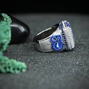 Anillo Personalizado de Plata de Ley 925 con Esmalte Azul Impreso en 3D, con Nombre y Logotipo de Diamante Moissanite, para Hombre y Mujer, por Phoenix Enterprise - Product Image 5