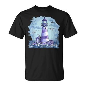 T-shirt con stampa Casa sul mare e Faro nautico sulla spiaggia - Prodotto promozionale - Product Image 1