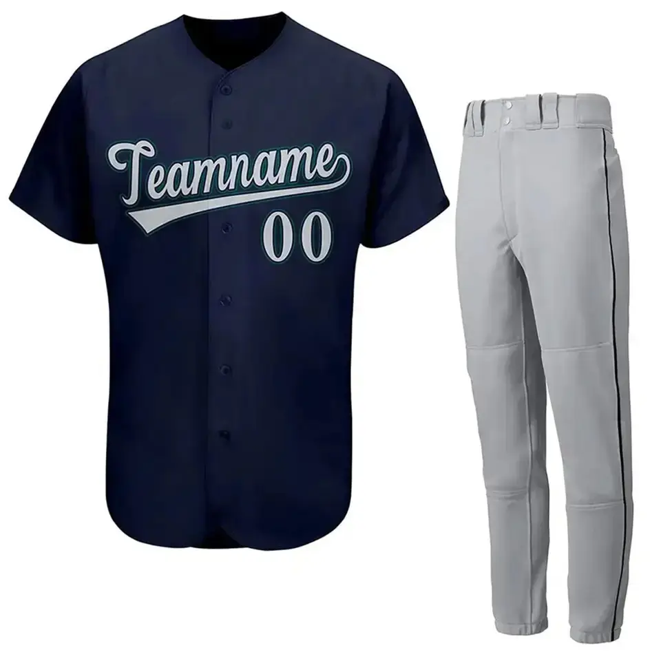 नए डिजाइन सस्ते स्ट्रीट पहनने वाली कढ़ाई लोगो बेसबॉल जर्सी वर्दी थोक कस्टम पुरुषों बटन फैशन बेसबॉल वर्दी