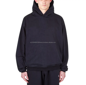 Sweat à capuche surdimensionné en molleton français 700 g/m² avec logo en relief 3D, épaules tombantes, sans cordon, poids lourd pour homme - Product Image 3