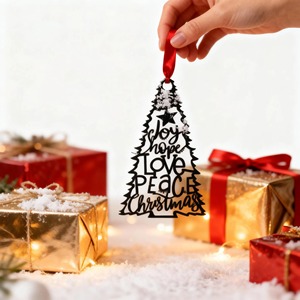 Adorno de Árbol de Metal Negro Hecho a Mano, Decoración Colgante Elegante para Navidad Festiva y Decoración del Hogar Durante Todo el Año, de la India - Product Image 2