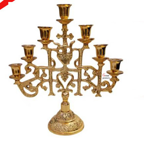 Chandelier à 7 branches en acier inoxydable de conception royale, finition dorée, pour la maison - Product Image 1