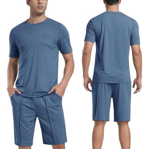 2025 nueva llegada Unisex 2 piezas conjunto corto de algodón camiseta de alta calidad y pantalones cortos patrón sólido verano Casual Streetwear - Product Image 2