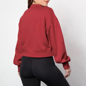 OEM personalizado de las mujeres de gimnasio activo desgaste de gran tamaño pulóver sudadera cuello falso lado Split cuello largo invierno sudadera personalizada frente - Product Image 3