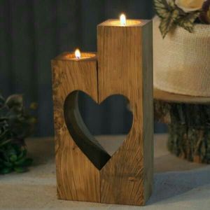 Wooden <b>Candle</b> Holder <b>Set</b> for Dining Table Wedding Parties Event - Product Image 3
