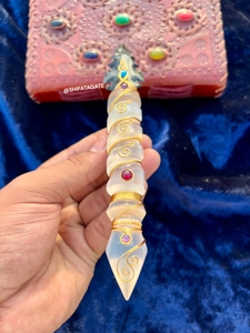 Varita de Punta de Flecha de Selenita, Obsidiana Negra Hecha a Mano, Alambre Envuelto, Cristal Curativo, Feng Shui, Energía de Limpieza Espiritual - Product Image 2