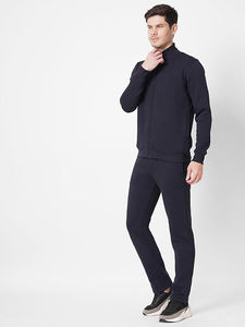 100% polar sólido hombres chándal Casual invierno Regular Fit Mock Collar cremallera completa sudadera cintura elástica pantalones de chándal - Product Image 5