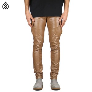 Pantalones de cuero de moda de nuevo diseño 2025 con bolsillo lateral para hombres, pantalones de cuero rectos de bajo precio para hombres - Product Image 1