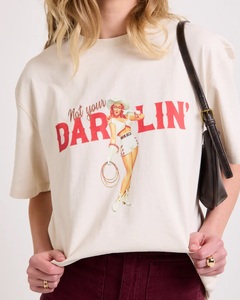 T-shirt femme en coton/polyester, manches courtes, col rond côtelé, imprimé graphique sur le devant, ample, décontracté, écologique, streetwear d'été - Product Image 2