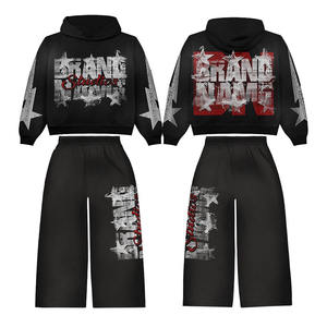 Chándal de dos piezas con logotipo personalizado unisex, sudadera deportiva, conjunto de Sudadera con capucha para correr, chándales de 2 piezas - Product Image 6