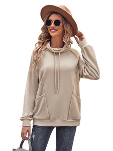 Sweat-shirt à capuche décontracté surdimensionné tendance pour femmes, sweat-shirt respirant en tissu éponge, taille plus, logo sur le devant pour l'hiver - Product Image 4