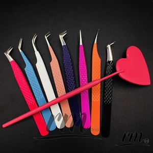 Pince à épiler professionnelle de luxe en acier inoxydable pour extensions de cils, toutes couleurs, anti-magnétique, à pointe fine, pour volume russe - Product Image 2