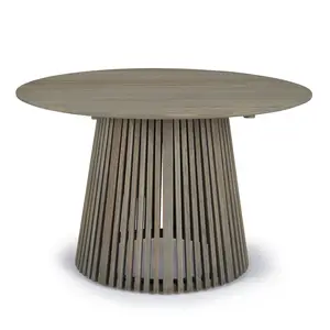 Meja bulat luar ruangan gaya Modern kayu jati meja makan luar ruangan furnitur taman