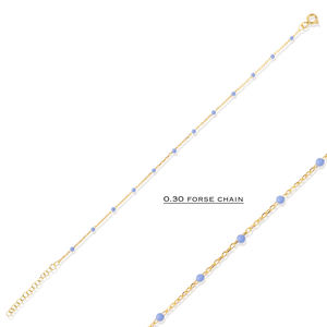 Pulsera de Cadena de Plata de Ley 925 Hecha a Mano en Turquía, con Diseño de Esmalte Color Morado Claro y Baño de Oro, Moderna para Bodas - Product Image 5