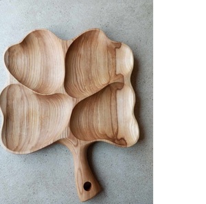 Plateau décoratif en forme de feuille, plateau de service en bois de mangue poli foncé de qualité supérieure, meilleure vente - Product Image 3