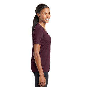 เสื้อยืดธรรมดาแขนสั้นคอวีลึกสีน้ำเงินเข้มสำหรับผู้หญิง - Product Image 6