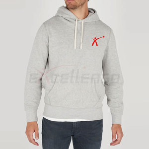 Unisex Solid <b>Grey</b> Hooded <b>Sweatshirt</b> with White Drawstrings and Kangaroo Pocket 100% Cotton Fleece Winter - Product Image 3