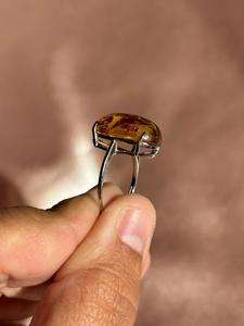 Anillo DE BODA fino de estilo clásico de Plata de Ley 925 hecho a mano, bisel de piedras preciosas de ámbar Báltico Natural, regalo de compromiso ovalado - Product Image 3