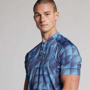 Polo en tricot à tissu léger tendance pour hommes avec motif géométrique en jacquard Core Spun Yarn Printed Technics Light Sweater - Product Image 3