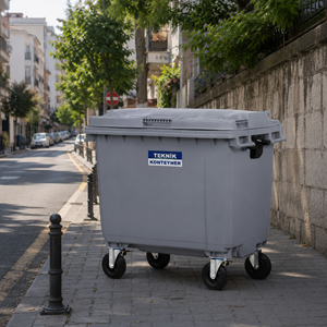 Conteneur de stockage à couvercle roulant à 4 roues en HDPE de 660 litres, bac à déchets extérieur - Product Image 1