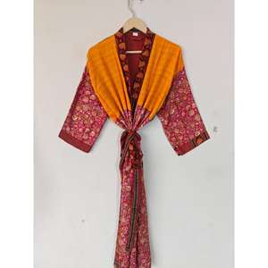 Bata de Kimono de Seda Reciclada Vintage, Bata Bohemia Térmica para Primavera, Verano, Ropa de Playa Nupcial, Ropa de Salón Reciclada - Product Image 2