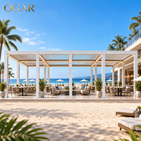 Grande pergola électrique à lames orientables en aluminium, structure de toit réglable pour espaces de loisirs commerciaux en plein air