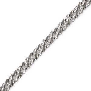 Bracelet tennis en or 14 carats avec pierres en zircon blanc, chaîne gourmet en argent, bijoux plaqués rhodium taille princesse - Product Image 3