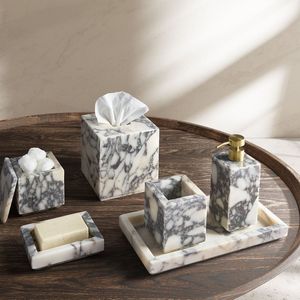 Juego de Baño Clásico de Mármol Personalizable para Hogares Tradicionales que Ofrece Lujo Atemporal con Textura de Piedra Natural - Product Image 2
