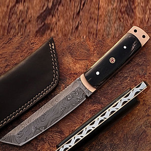 Cuchillo de Supervivencia de Acero de Damasco Hecho a Mano de Primera Calidad, Cuchillo de Caza y Campismo para Actividades al Aire Libre con Mango de Madera Resistente - Product Image 2