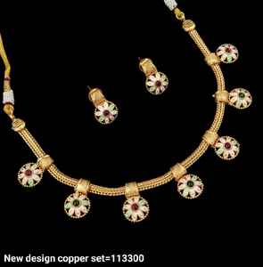 INDIAN TRADITIONAL and FASHIONABLE COPPER <b>JEWELLERY</b> BRIDAL WEDDING <b>JEWELLERY</b> <b>SET</b> for WOMEN EARRINGS and NECKLACE <b>SET</b> - Product Image 2