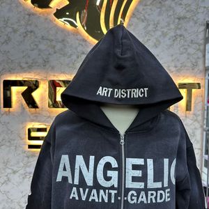 Top Sale Professional Manufacturer <b>black</b> Zipper <b>Hoodie</b> Rhinestone <b>Zip</b> <b>up</b> Jacket Vintage Washed Men Fleece Streetwear <b>Hoodie</b> - Product Image 3