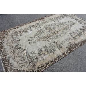 Alfombra clásica de pelo medio ecológica de lana marrón Beige de 5,3x9 pies hecha a mano turca Rectangular Patchwork diseño comedor látex - Product Image 4
