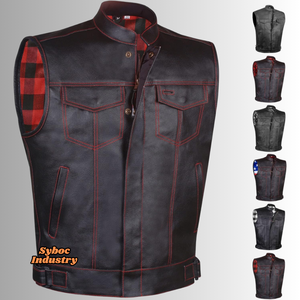 Chaleco de cuero de carreras para hombre, nuevo estilo de camionero, chaleco de motorista de piel de vaca genuina para mujer, Protección corporal extraíble para chaleco para adultos - Product Image 1