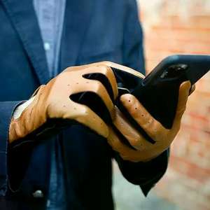 Gants de conduite unisexes en cuir d'agneau véritable rouge classique de dernière génération, doux, respirants et confortables, de haute qualité - Product Image 4